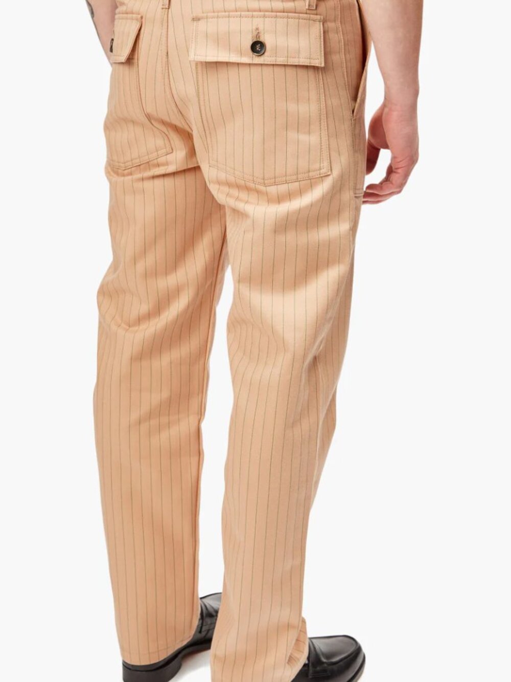 NAKED & FAMOUS DENIM Repro Work Pants Mens 30 Beige Pinstripe Twill Casual Chino